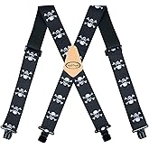 MELOTOUGH Men's Suspenders Fully Elastic 2 inch Wide X back Heavy Duty Work Suspenders