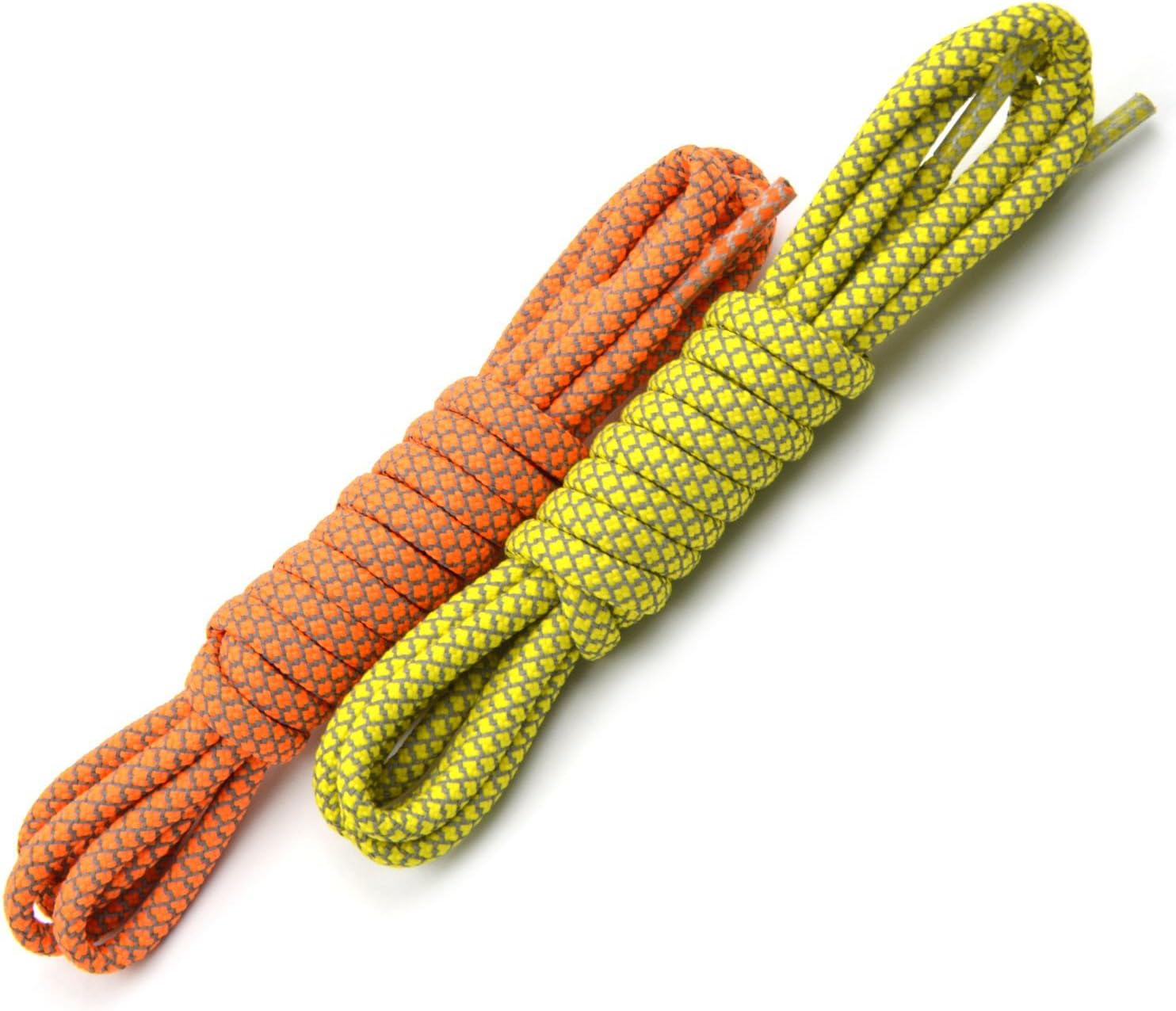 Aupek Reflective Round Shoelaces 2 Pairs Pack 3/16” Thick Sport Shoe Laces for Kids Adult Men Women Unisex Sneakers Hiking Boots Running Basketball Soccer Shoes