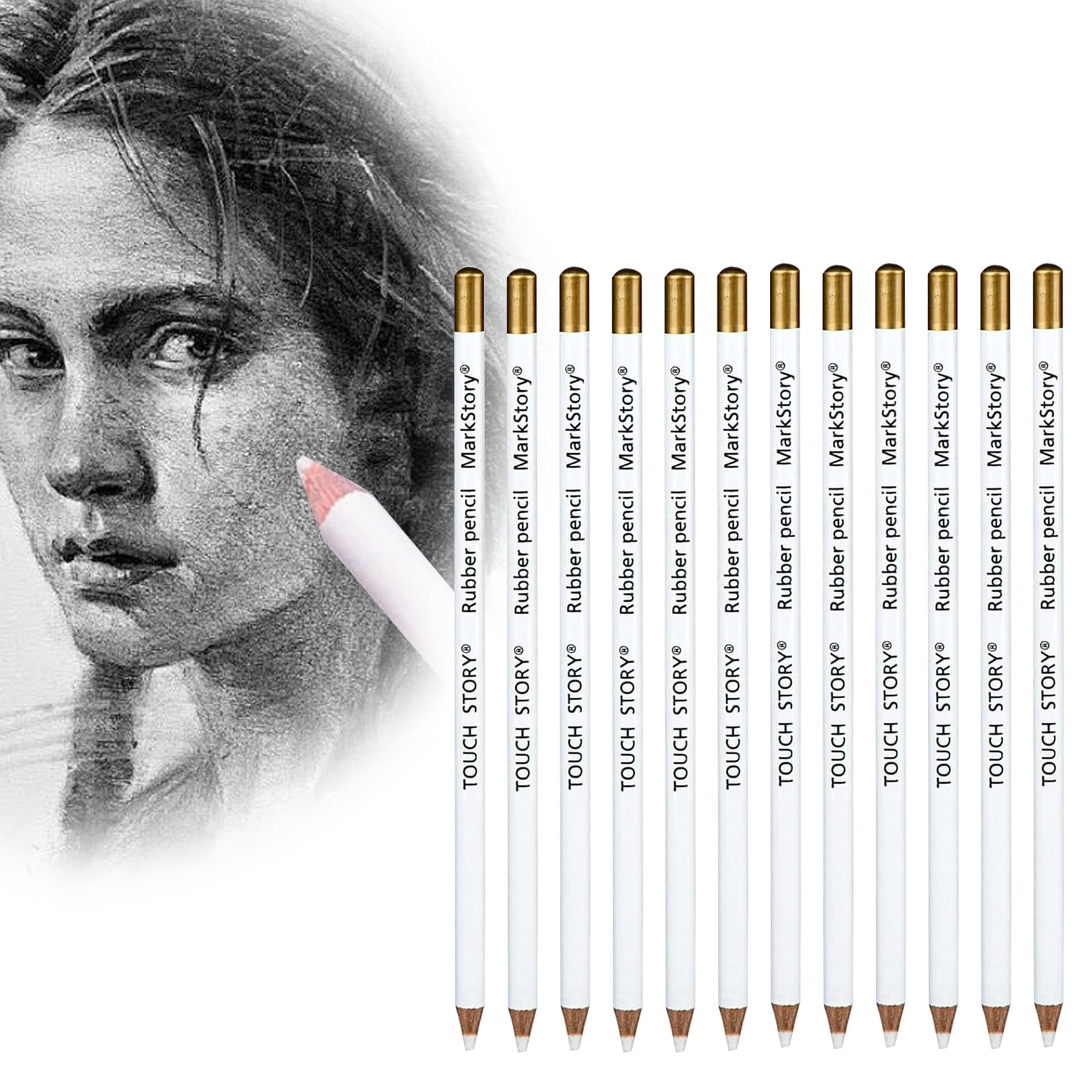 DOETYD 12 Pcs Wooden Rubber Pencil Detail Eraser for Sketching Drawing Detail Revise