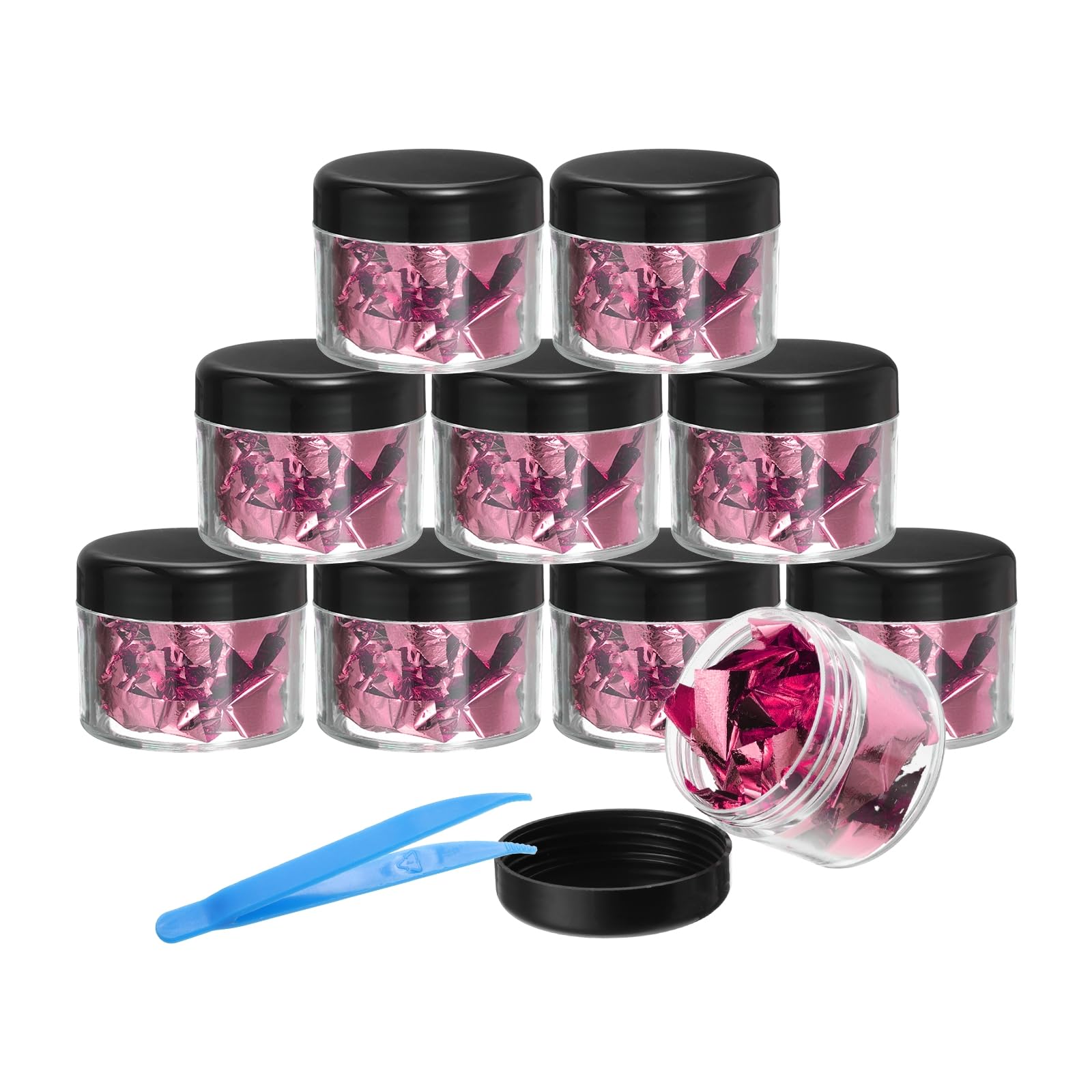 PATIKIL Gold Foil Flakes for Resin, 10Bottles/10Gram Gold Leaf Flakes Metallic Gold Foil Flakes with Tweezers for Nail Design Craft Painting Jewelry Making, Pink