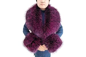 Eosxrp Faux Fur Collar Cuffs Set Warm Fake Fur Scarf Winter Women Fluffy Large Shawl Furry Scarves