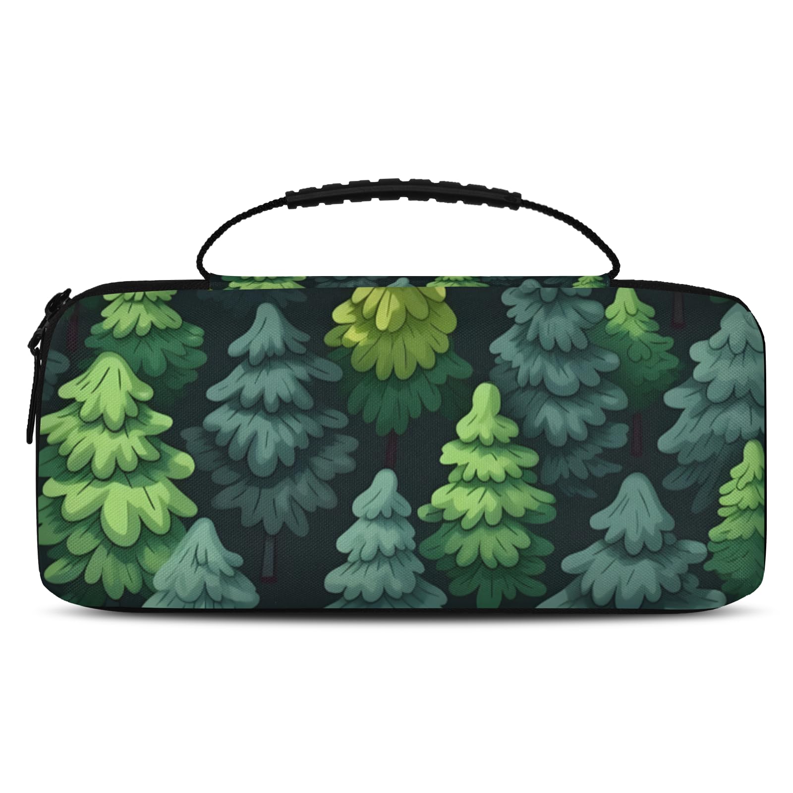 ADECORIVY Forest Green Carrying Case for Nintendo Switch 1/OLED with Inner Pocket & 20 Game Card Slots - Waterproof Fabric Travel Pouch with Portable Handle