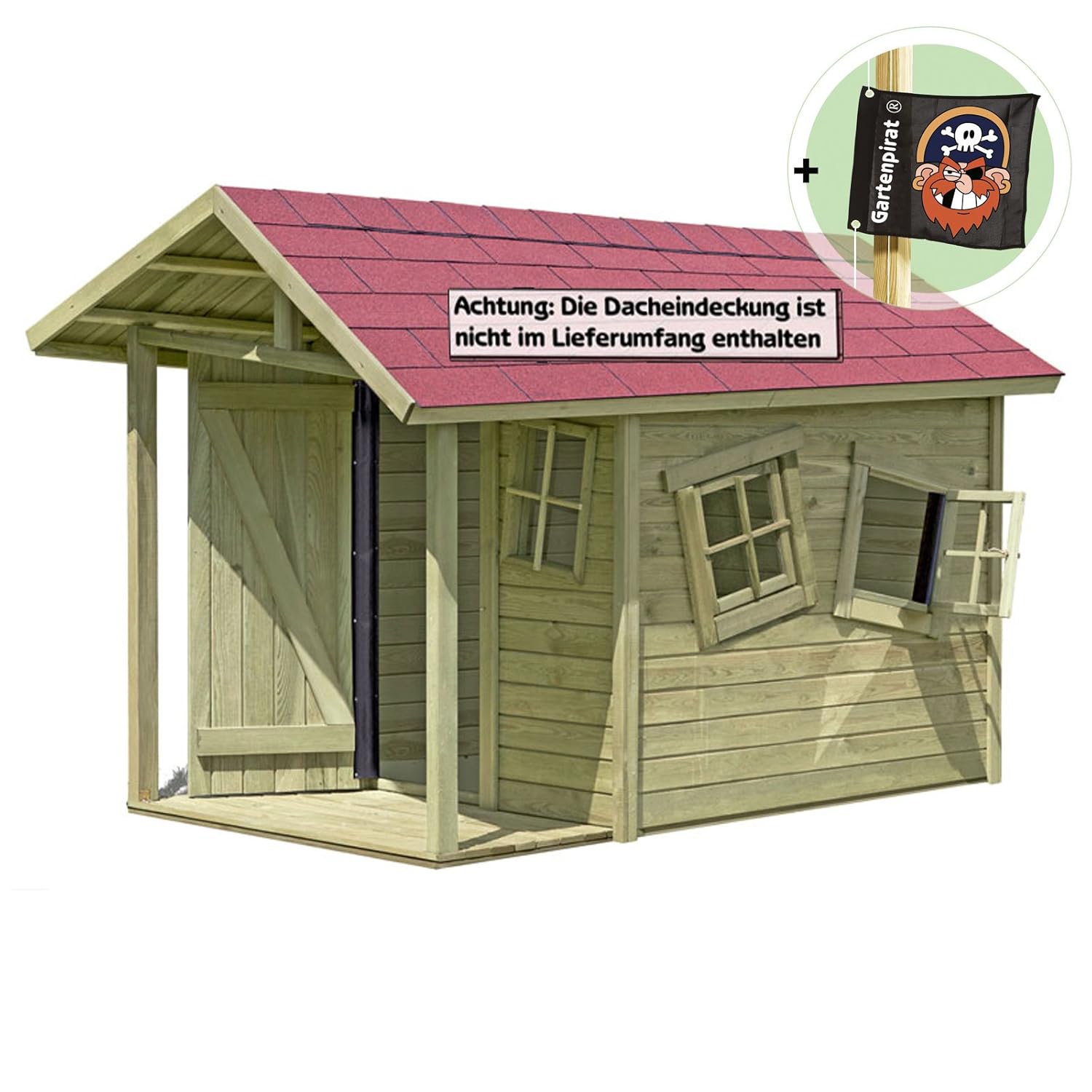 Gartenpirat Spielhaus Louis-Fun aus Holz mit Fußboden 1,5 x 1,2 m