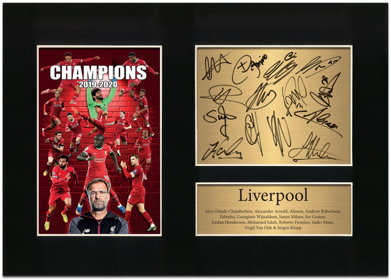 Zulu Image Liverpool Premier League Champions 2019/2020 Display Signed A4 Printed Autograph Football Photo Picture Display No33, Black