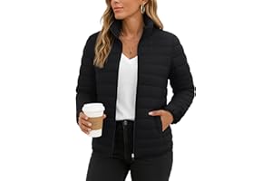TACVASEN Women's Puffer Jackets Quilted Packable Puffy Coats Lightweight Winter Warm Zip Up Down Jacket Stand Collar