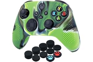 YoRHa Silicone Cover Skin Case for Xbox Series X/S Controller x 1(Camouflage Green) with Thumb Grips x 10