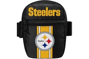 FOCO Pittsburgh Steelers NFL Team Stripe Tumbler/Travel Mug Fanny Pack, Top & Front Zippered Pockets