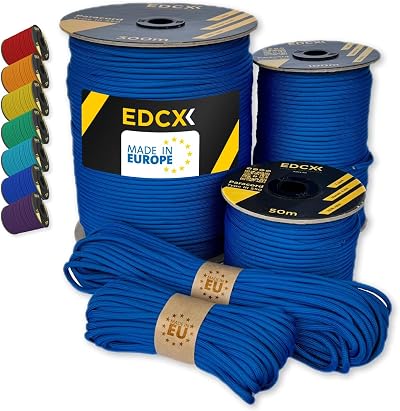 EdcX Paracord 4mm 550 Type III Nylon Rope 100m 300m Pack Blue Colors