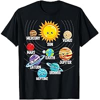 Amazon.com: Solar System Planets Earth Tee Cartoon Style Shirt for