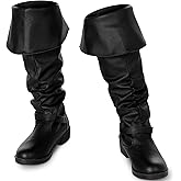 Ramede Halloween Pirate Costume Boots Mens Renaissance Boots | Medieval Boots for Men, Steampunk Vinkng Boots, Rolled Edge, Soft Leather, Medieval Renaissance Adult Shoes, Role Playing