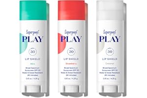 Supergoop! PLAY Lip Shield SPF 30 with Mint, Strawberry & Coconut - 3 Pack - Lip Balm - Moisturizing Treatment For Dry Cracked Lips - Broad Spectrum UV Protection