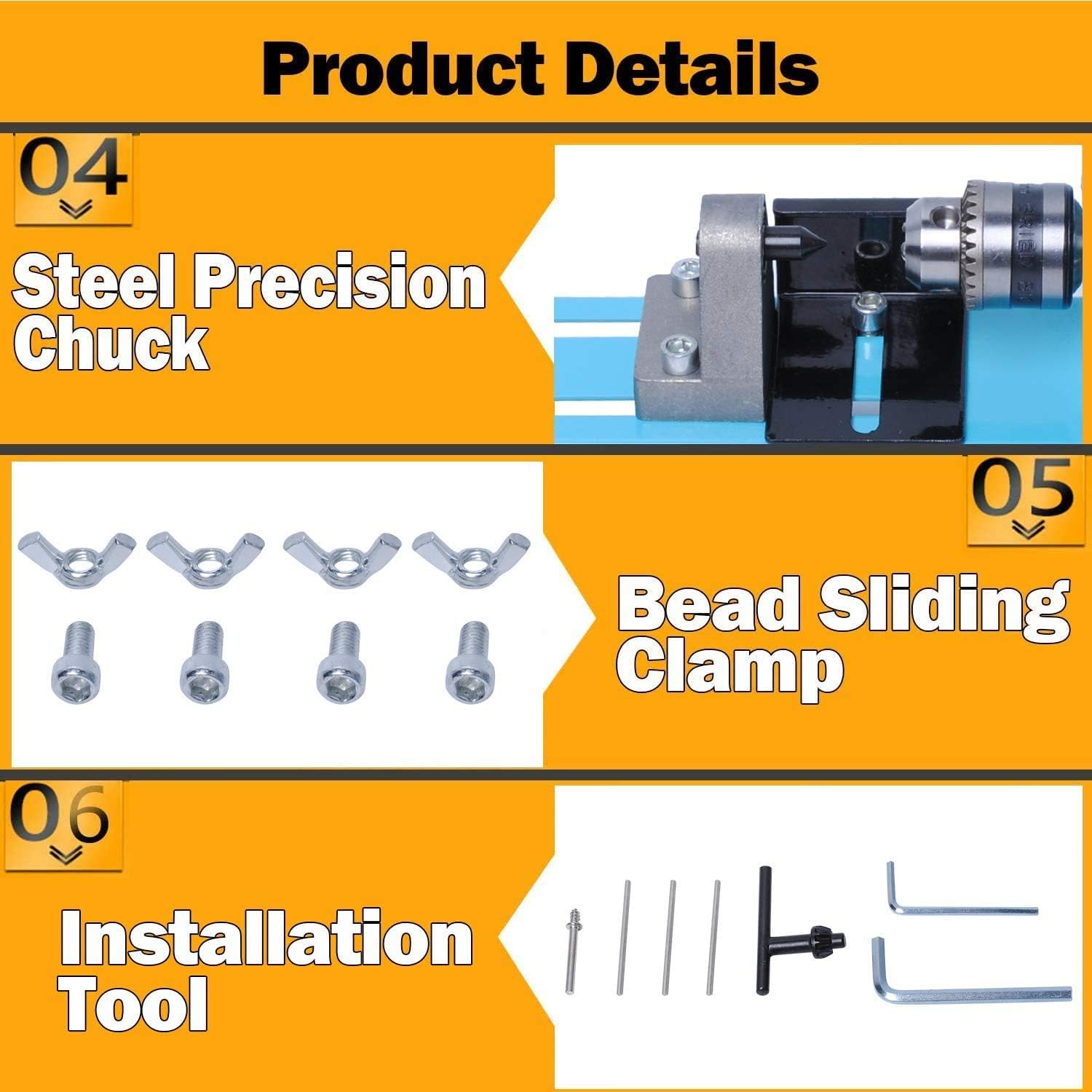 Mini Lathe Beads Polisher Machine by Poweka, Mini Wood Lathe Woodworking DIY Tool Drill