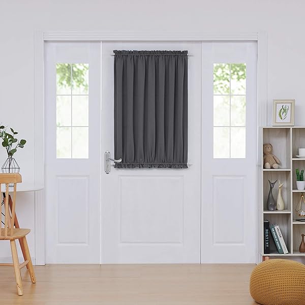 Amazon Com Panovous Grey French Door Curtains For Small Windows Elegant Curtains For Door Window Sidelight Curtain Grey 25x40 Inch 1 Panel Furniture Decor