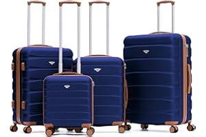 Flight Knight Luggage Sets TSA Lock Silent Double Spinner Wheels Durable Hardside Lightweight Suitcase With 24x16x10 Carry-On Case Maximum Carry On Bag Size For Virgin & South West Approved Airlines