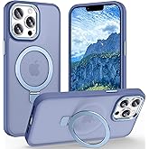 Lufanbis Magnetic for iPhone 13 Pro Max Case with Ring Stand, [10 FT Drop Protection] [Velvety Touch] Slim Translucent Matte Back Shockproof Phone Case for iPhone 13 Pro Max 6.7'', Sierra Blue