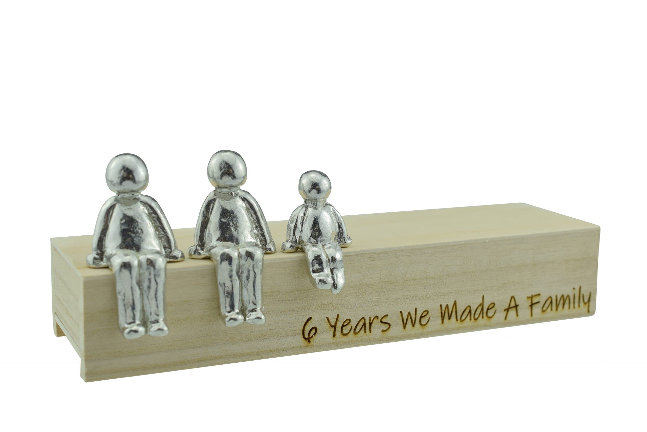 Pirantin 6th Anniversary Idea - 6 Years We Made A Family Metal Ornament - Choose Your Family Combination Box & Woodgrain May Vary(1 child)