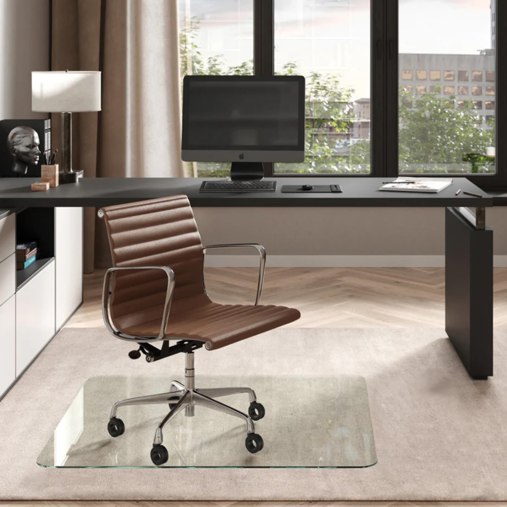 Photo 1 of ***FACTORY SEALED***Vitrazza Glass Chair Mat 42” x 48” Superior ¼" thick, Chiaro Standard Clear, Certified Tempered Safety Glass, Delivers a Smooth Glide, Protects Carpet or Wood, Beautiful in Home or Office.