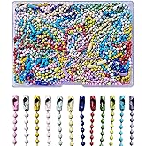 100 Pcs Ball Beads Chain, Dog Tag Metal Small Chain, Metal Hanging Chains Necklace, Metal Ball Bead Chain for Crafts Hanging Decoration(Mixed Color)