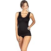 EGI ® Luxury Wool Silk Tank Top with Lace Trim. Proudly Made in Italy.(Art.1488)