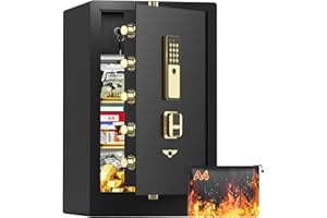 BUKUMO 8.0 Cuft Extra Large Heavy Duty Home Safe with Fireproof Waterproof Bag, Anti-theft Home Security Safe Box with Electronic Keypad, Keys and Inner Cabinet, Large Digital Safe for Home Business Office