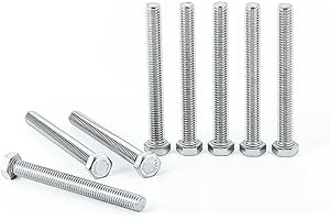 3/8-16 x 5-1/2" (5PCS) Hex Head Screw Bolt, Fully Threaded, Stainless Steel 18-8（304）, Bright Finish Hexagon Bolt,Coarse Thread UNC by KATUNA