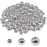Shapenty 4mm 6mm 8mm Round Stainless Steel Spacer Beads Seamless Smooth Loose Connector Beads Ball for DIY Bracelet Necklace Earring Pendant Jewelry Making Christmas Ornaments Craft Project, 120PCS