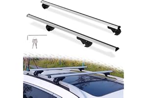 VarCozy Roof Rack Cross Bars, Heavy-Duty 52" Universal Cross Bars for Roof Rack with Lock, Upgrade 39" - 46" Adjustable Roof Cross Bars Suitable for Most Cars, Sedans, SUVS, 2 Roof Bars, Silver
