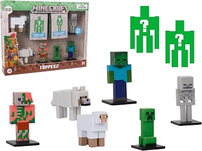 Minecraft Toppez Edición Especial Pack 8 Figuras Stdo.2,muñecos 5 cm con 2 Figuras Sorpresa,Producto Oficial,16 Modelos para coleccionar,para Fans y niños Desde 8 años (64110034-2)