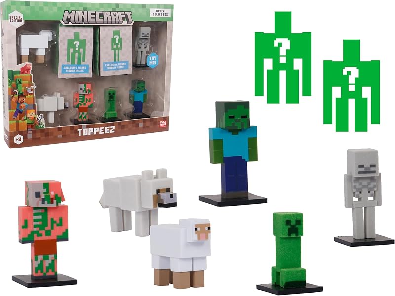 Minecraft Toppez Edición Especial Pack 8 Figuras Stdo.2,muñecos 5 cm con 2 Figuras Sorpresa,Producto Oficial,16 Modelos para coleccionar,para Fans y niños Desde 8 años (64110034-2)