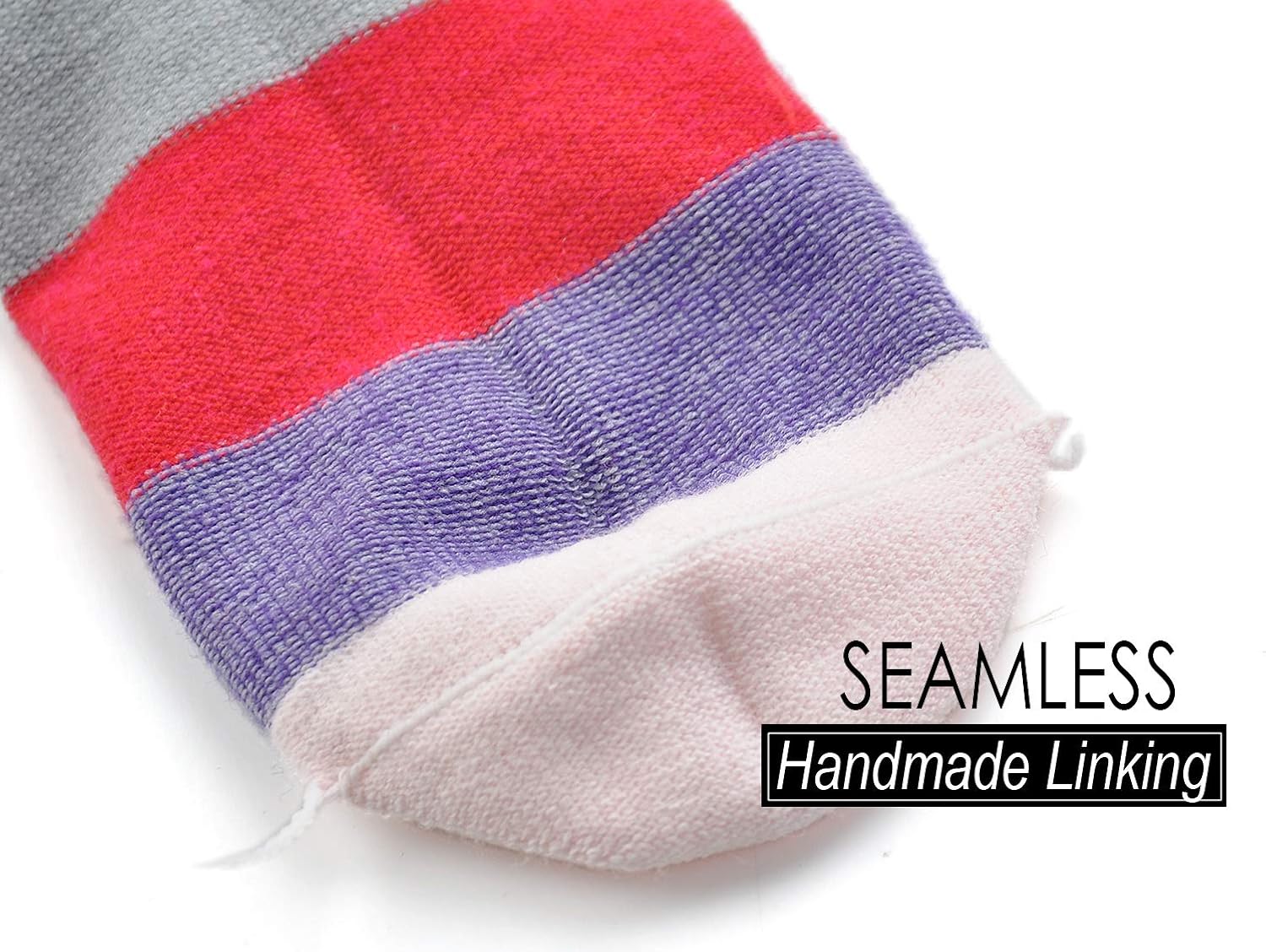Epeius Kids Girls' 5 Pack Seamless Rainbow Stripes Crew Socks: Clothing