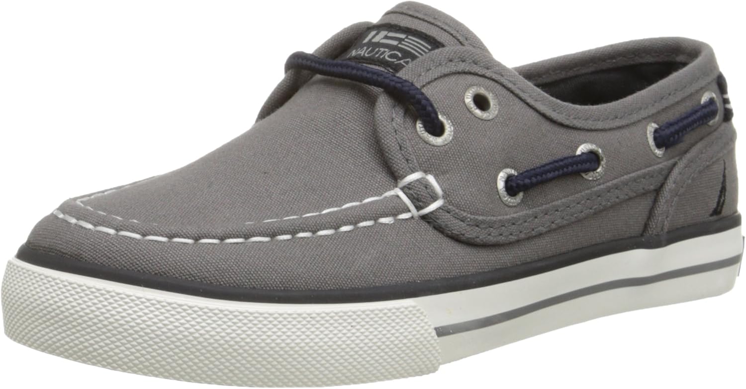 Nautica Kid's Spinnaker Youth Boat Shoe Casual Loafer 2 Eye Lace (Little Kid/Big Kid) grey Size