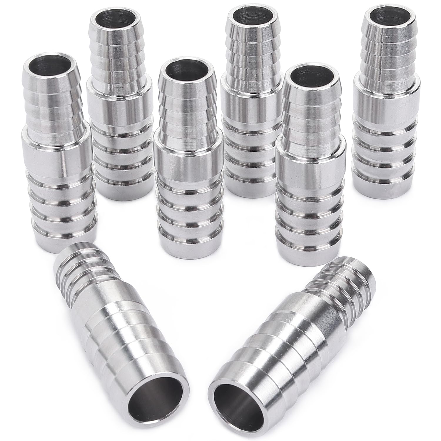 LTWFITTING Bar Production Stainless Steel 316 Barb Splicer Mender 5/8" Hose ID x 1/2"(13mm) Hose ID Fitting Air Water Fuel Boat (Pack of 25)