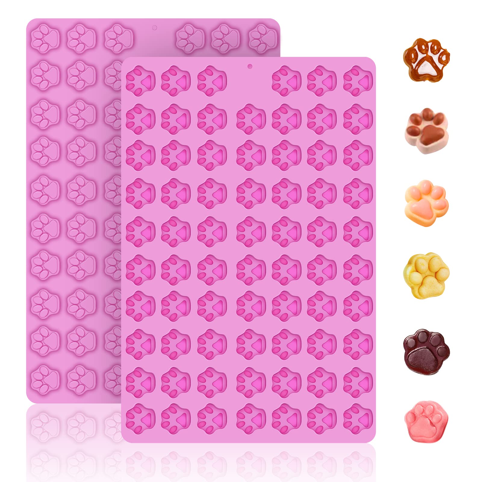 Photo 1 of 1 PC Mini Silicone Molds, 138 Cavity Dog Paw Print Non-Stick Silicone Molds for Baking Biscuits, Cookie, Candy, Chocolate, Jelly Pet Treats Mold