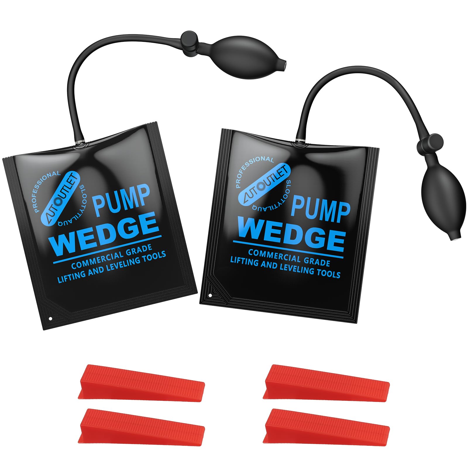 AUTOUTLET 2 X Air Wedge Pump Up Polyurethane Rubber Bag for Car Door Window Frame Fitting Install Shim Wedge Hand Pump Lifts up to 297 lbs