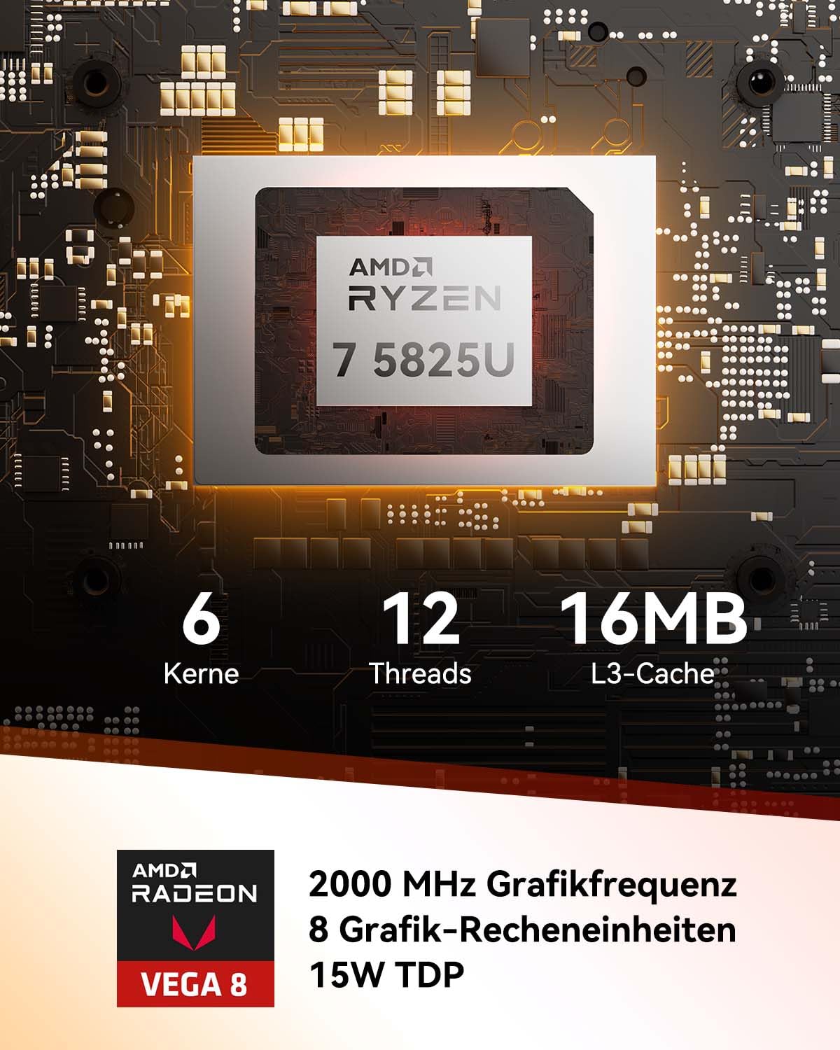 GEEKOM Mini PC A5 mit AMD Ryzen 7 5825U(Upgrade zu 5500U), 16GB DDR4 (Aufrüstbar,Kein LPDDR) 512GB SSD | 3 Jahren Garantie | 2.5G LAN | NUC Mini PC Win-11 Pro | Mini Computer für Home/Office/Gaming 3
