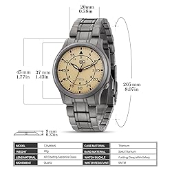 BERNY Men's Titanium Watch Japanese Sweep Second