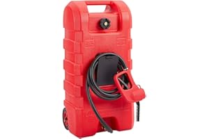 Klysiora 15 Gallon Gasoline Fuel Tank Container Tank With Wheels and Siphon Pump Portable Diesel Fuel Tank for Automobiles, Lawnmowers, ATVs and Boats - Red