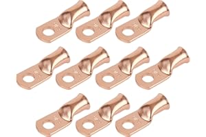 RIOCAN 10pcs 2 AWG-5/16”(M8) Ring Terminals 2 Gauge Battery Lugs Battery Cable Ends Heavy Duty Wire Lugs Battery Cable Connector Copper Lugs Battery Terminal Connectors