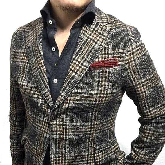Amazon Circolo1901 チルコロ ブラック ブラウン グレンチェックプリント 2つボタン ジャケット 46 コート ジャケット 通販