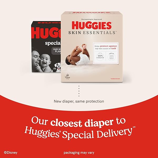 HUGGIES SIZE 1 DIAPERS, SKIN ESSENTIALS BABY DIAPERS, SIZE 1 (8-14 LBS), 32 COUNT, PACKAGING MAY VARY