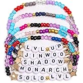 AICase for Solo Leveling Merch Gifts Toys Inspired Bracelets 5 Pcs Stackable Stretch Beaded Friendship Bracelets Party Decor Costume Cosplay Merchandise Gifts for Fans Women Birthday Christmas