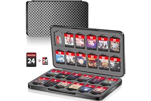 MOSAHOLL Switch Game Case Holder with 24 Cartridge Slots and 24 Micro SD Card Storage, Slim Portable Game Organizer Traveler Gift Accessories with Magnetic Closure, Protective Hard Shell and Soft Lining