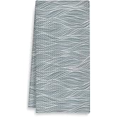Fuasei Retro Blue Ocean Wave Decorative Kitchen Towels, 16x24 Inch, White, Polyester