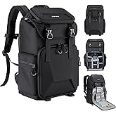 K&F CONCEPT Camera Backpack, Hard Shell Camera Bag, Large Capacity Photography Backpack with 15.6" Laptop Compartment & Tripod Holder & Rain Cover