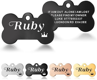 EDSG Personalised Dog Tags Engraved Stainless Steel Double Sided Black