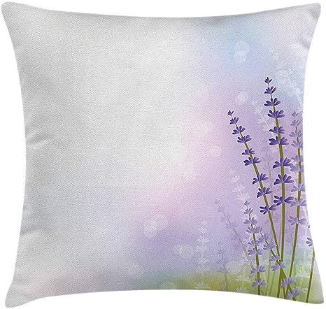Amazon Co Jp ラベンダー投げ枕クッションカバー 自然風の抽象的な背景穏やかなパステルラベンダー茎 装飾的な正方形のアクセント枕ケース 18 X 18インチ バイオレットオリーブグリーンライラック Home Kitchen