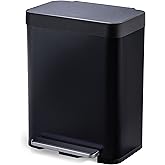 Home Zone Living 13 Gallon Large Capacity Kitchen Trash Can, Tall Stainless Steel Liner-Free Body, 50 Liter Capacity, Matte Black, Virtuoso Series