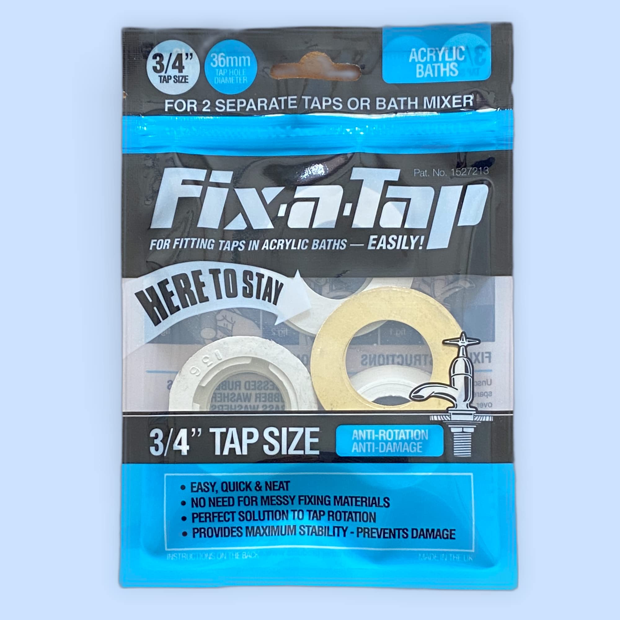 Essex Blue Fix-a-Tap Tap Fitting Kit for 3/4" Taps or Bath Mixer - For Acrylic Baths. Fits Two Separate Taps or Bath Mixer.