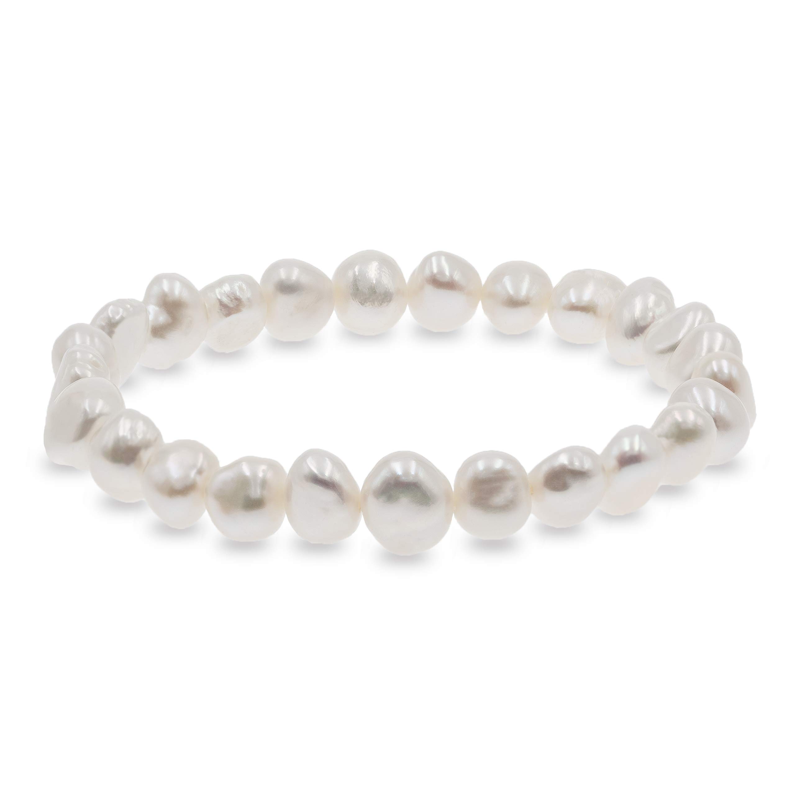 Secret & You Pearl Bracelet Baroque Freshwater Cultured Pearls in White or Colorful Pearls are 8-9 mm - 18 cm Elastic Band