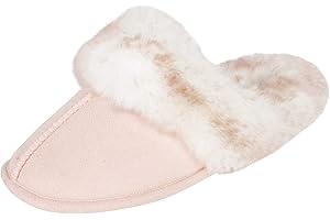 Jessica Simpson Girls Comfy Slippers - Cute Faux Fur Slip-on Shoes Memory Foam House Slipper